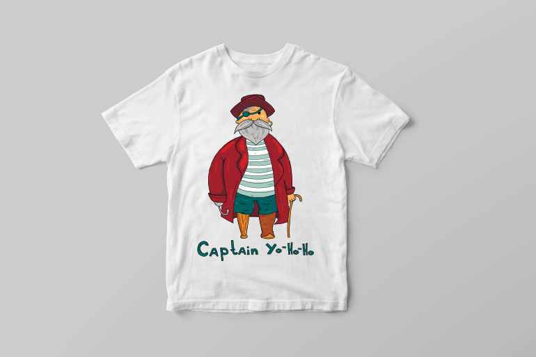 Captain Yo Ho Ho funny pirate kids clothing t shirt printing design t shirt designs for sale