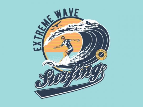Extreme wave t shirt design for sale