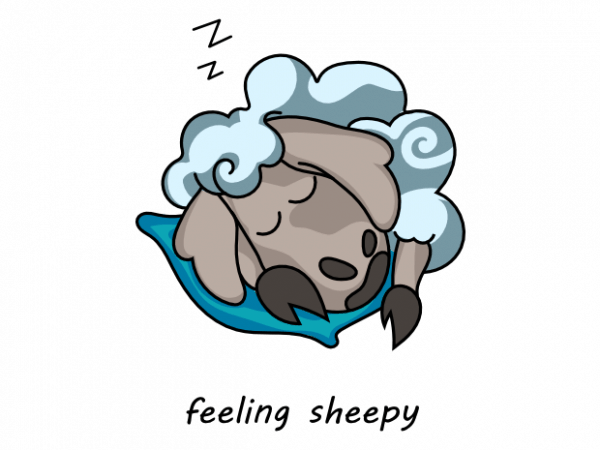 Feeling sheepy funny pun with cute sleeping sheep vector t shirt design