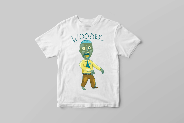 Funny work Zombie who hates his job t shirt printing design tshirt design for merch by amazon