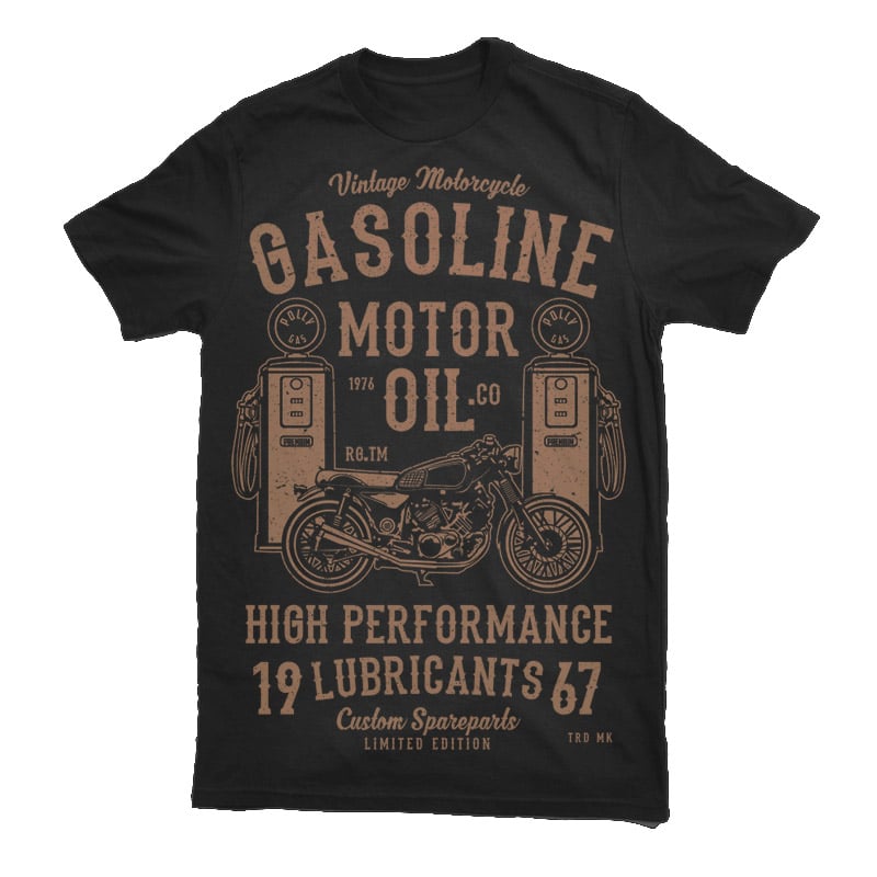 Gasoline Motor Oil Graphic t-shirt design tshirt-factory.com