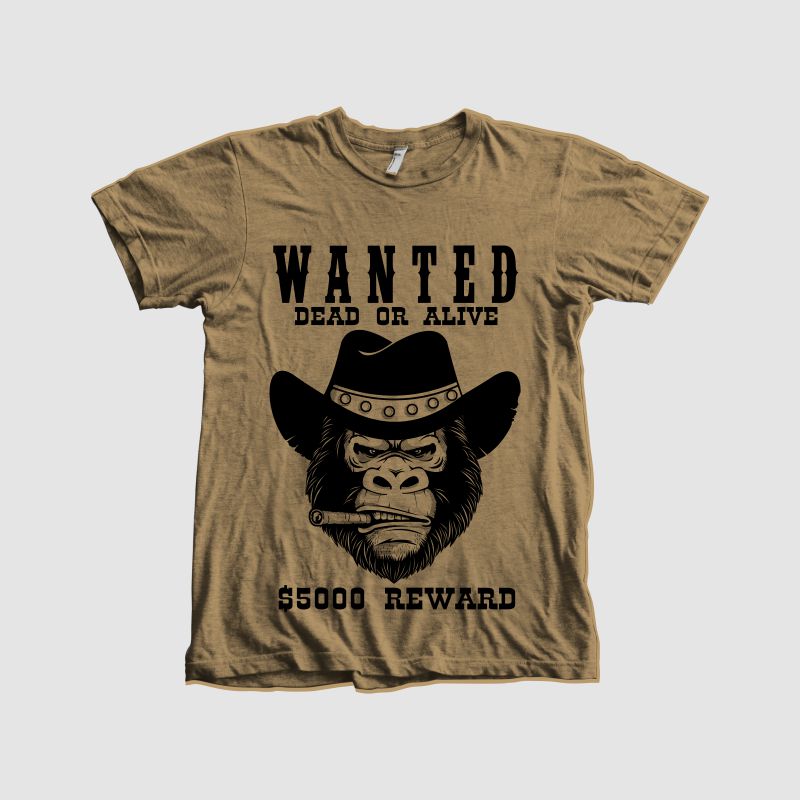 Gorilla Wanted vector t shirt design