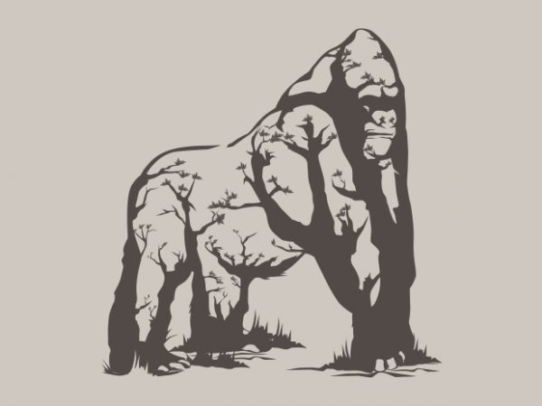 Gorilla ecology vector t shirt design for download