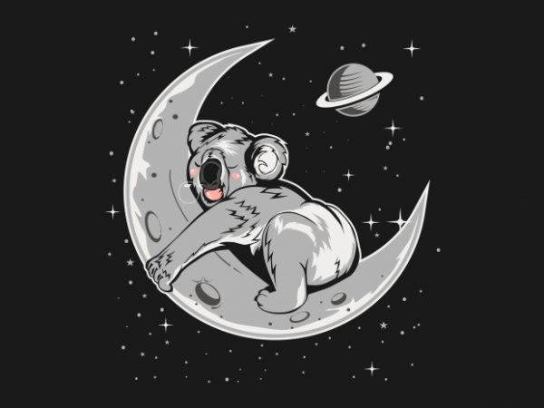 Koala sleep in the moon vector t-shirt design for commercial use