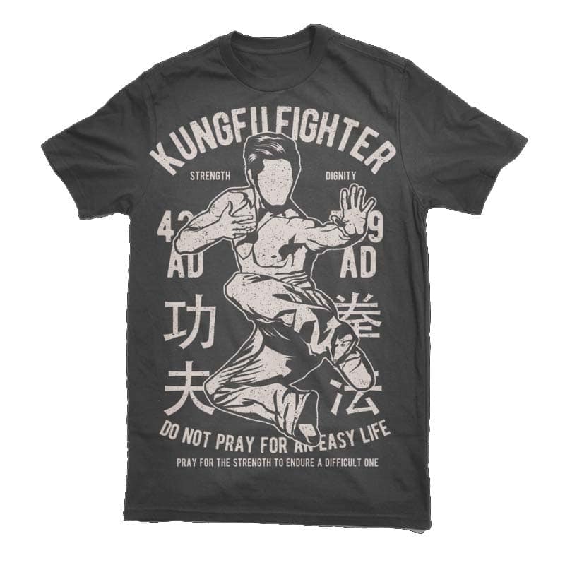 Kungfu Fighter Graphic t-shirt design t-shirt designs for merch by amazon