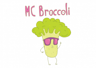 Mc broccoli funny rapping broccoli with sunglasses graphic t shirt design