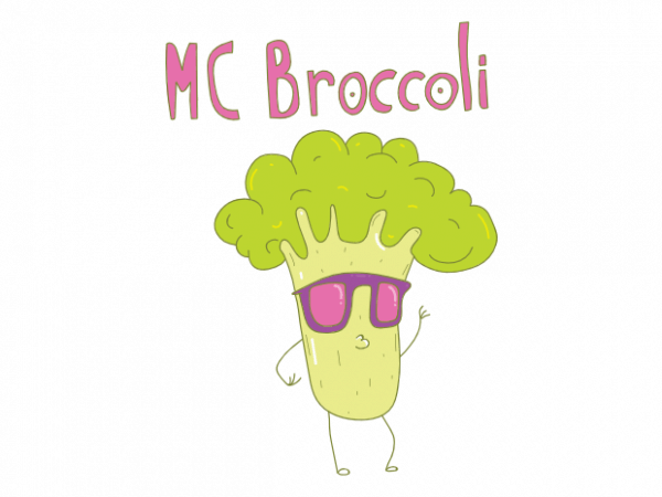 Mc broccoli funny rapping broccoli with sunglasses graphic t shirt design