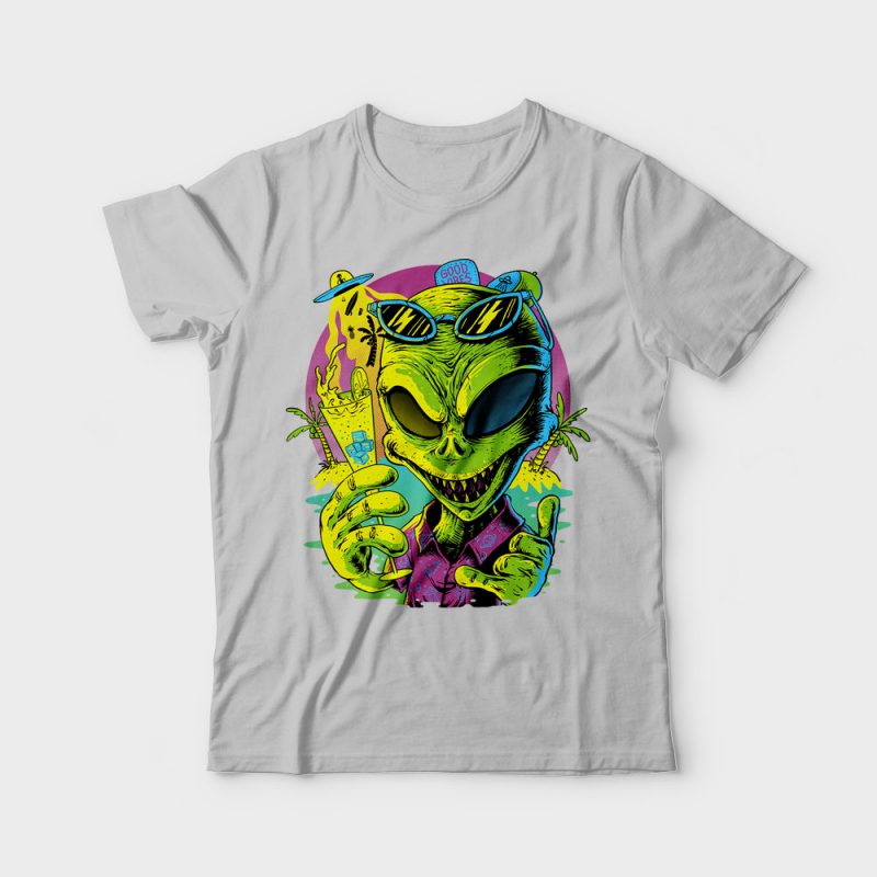 Alien Summer Vibes tshirt design for sale