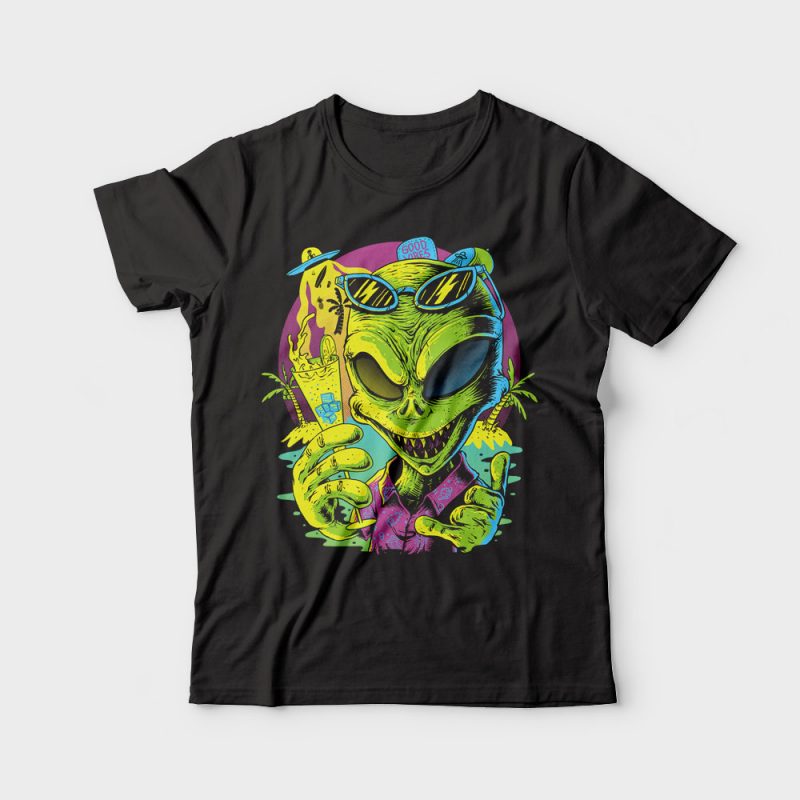 Alien Summer Vibes tshirt design for sale