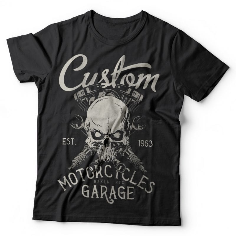 Custom motorcycles garage. Vector T-Shirt Design t shirt designs for printify