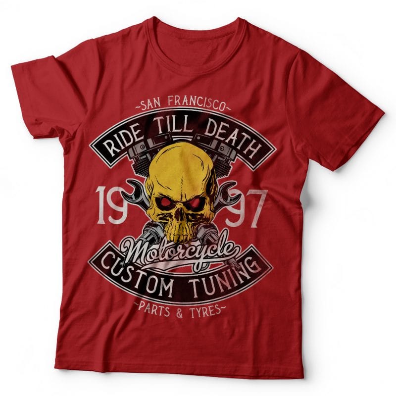 Ride till death. Vector T-Shirt Design t shirt designs for printify