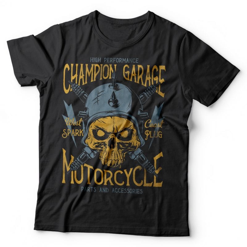 Champion garage. Vector T-Shirt Design t shirt designs for printify