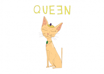 Queen cute sphynx cat princess t shirt printing design