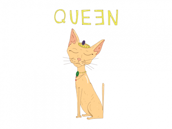 Queen cute sphynx cat princess t shirt printing design