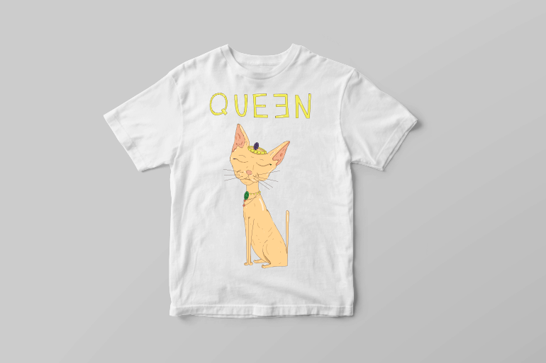 Queen cute sphynx cat princess t shirt printing design t-shirt designs for merch by amazon