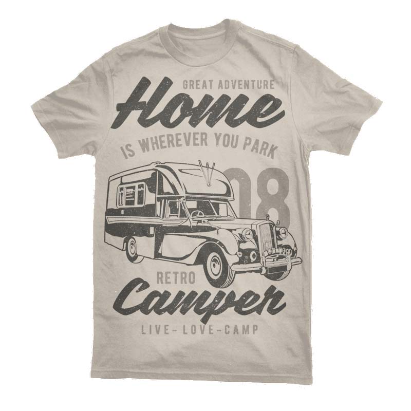 Retro Campers Vector t-shirt design tshirt designs for merch by amazon