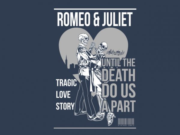 Romeo and juliet vector t shirt design for download Romeo and juliet vector t shirt design for download