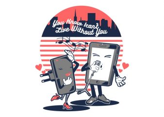 SMARTPHONE IN LOVE vector t shirt design for download