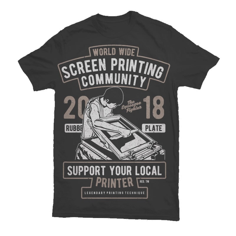 Screen Printing Community vector t-shirt design template - Buy t-shirt ...