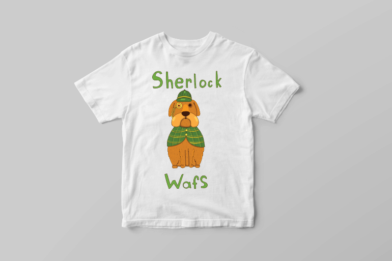 Sherlock wafs funny dog with a detective costume vector t shirt design buy tshirt design