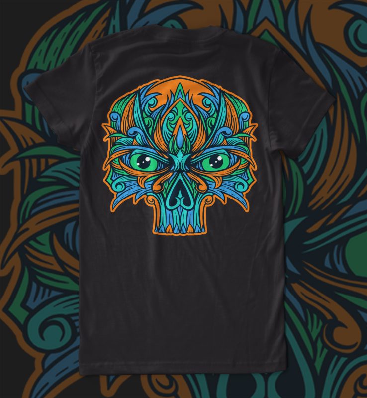 ornament skull T-shirt Design t shirt designs for teespring