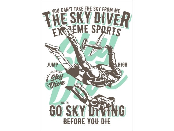 Sky diver vector t-shirt design
