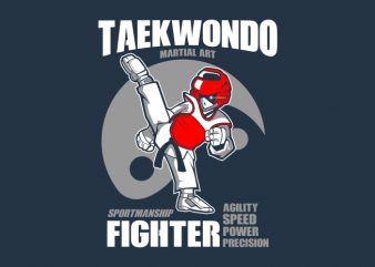 TAEKWONDO GEAR FIGHTER tshirt design vector