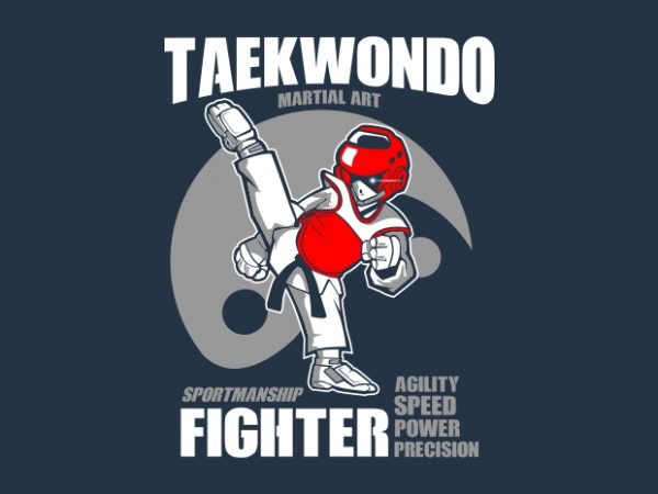 Taekwondo gear fighter tshirt design vector