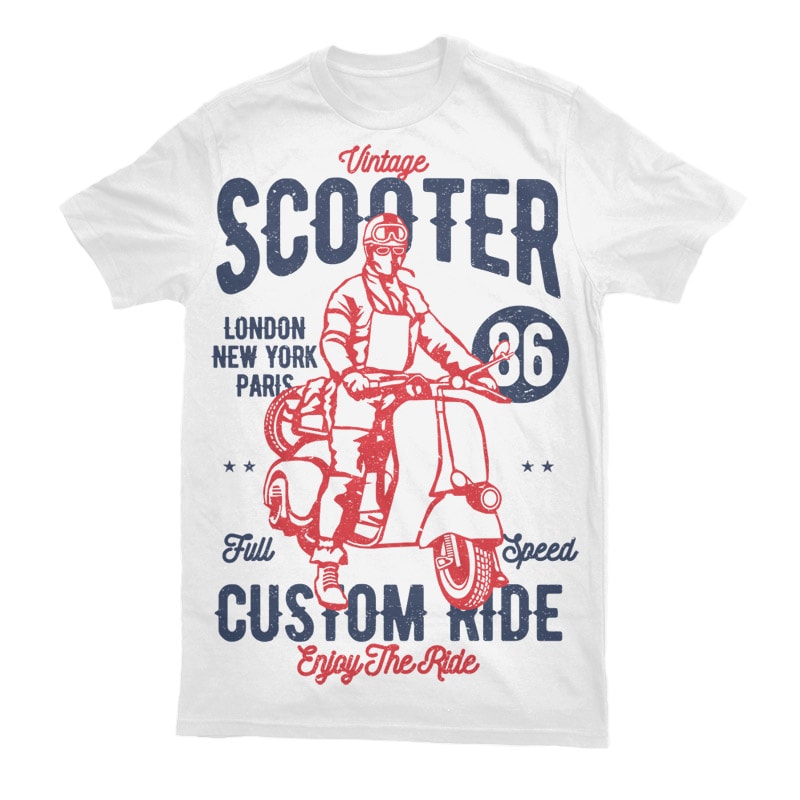 Vintage Scooter Vector t-shirt design t shirt designs for merch teespring and printful