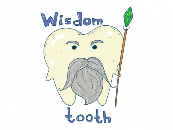 Wisdom tooth funny old magician tooth with a magic wand t shirt printing design Wisdom tooth funny old magician tooth with a magic wand t shirt printing design