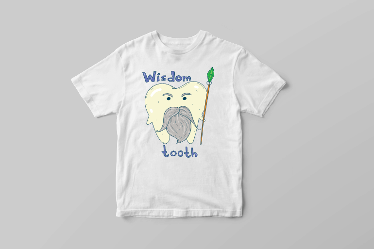 Wisdom tooth funny old magician tooth with a magic wand t shirt printing design tshirt design for merch by amazon