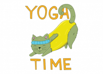 Yoga time cute cat doing kitten sport t shirt printing design