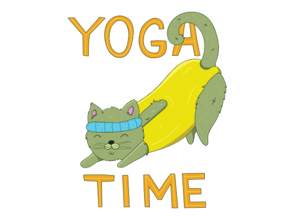 Yoga time cute cat doing kitten sport t shirt printing design