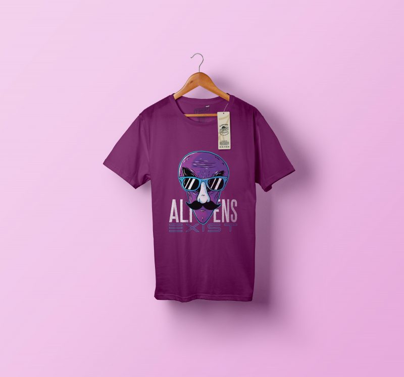 Alien Exist t shirt designs for merch teespring and printful