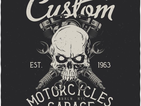Custom motorcycles garage. vector t-shirt design