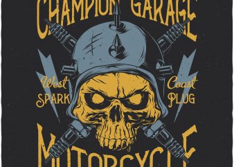 Champion garage. Vector T-Shirt Design