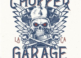 Chopper Garage. Vector T-Shirt Design