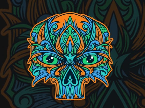 Ornament skull t-shirt design