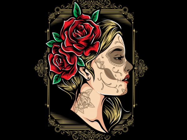 Girls and roses vector shirt design