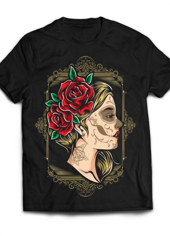 Girls and Roses vector t shirt design