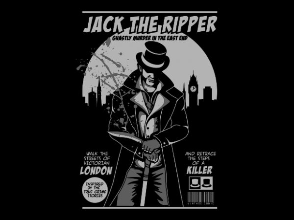 Jack the ripper vector t shirt design for download