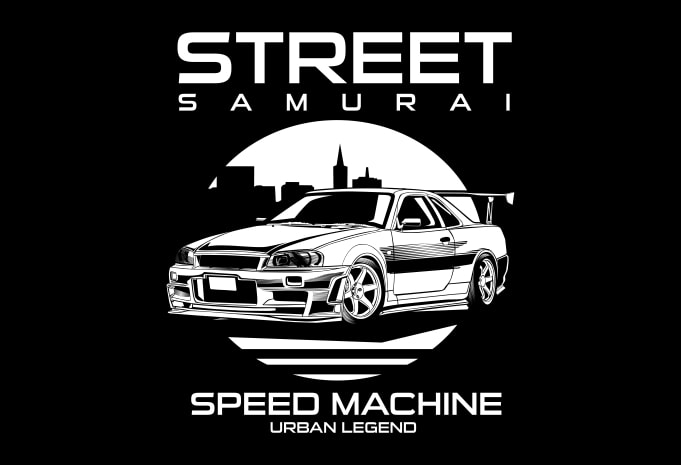 street samurai tshirt design for sale
