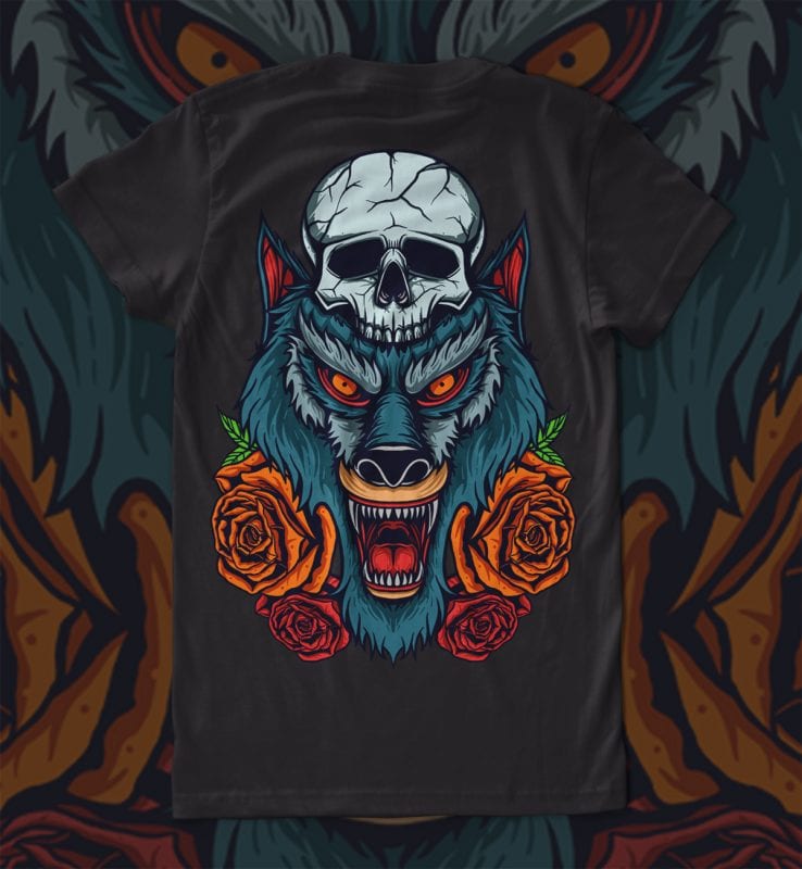 Wolf head T-shirt Design tshirt design for sale