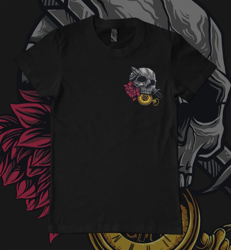 knife head and rose t-shirt design tshirt design for merch by amazon