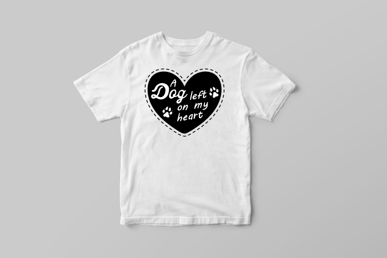 A dog left on my heart sad typographic t shirt printing design commercial use t shirt designs