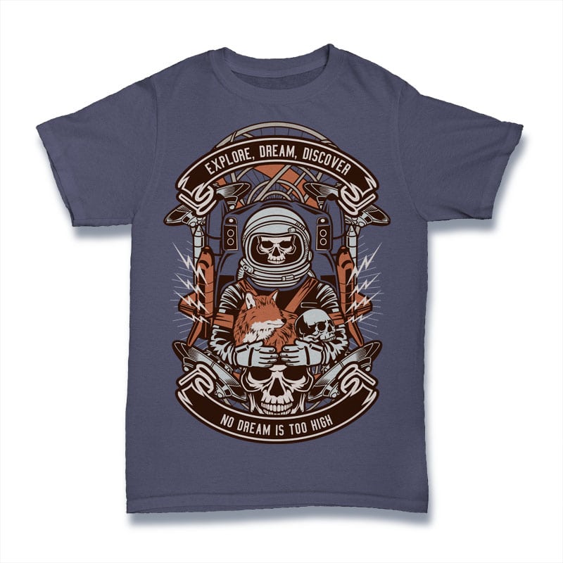 Astronaut Skull t shirt design png