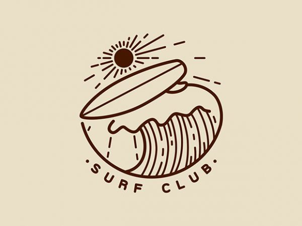 Surf club t shirt design for purchase