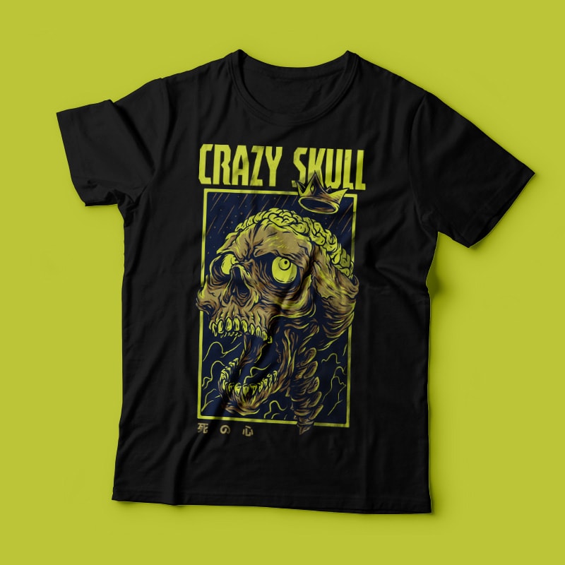 Crazy Skull Remastered T-Shirt Design t shirt design graphic