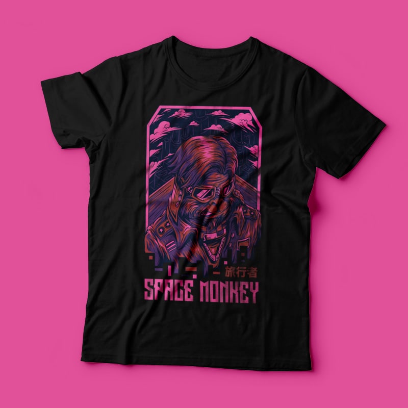 Space Monkey Remastered T-Shirt Design t shirt designs for sale