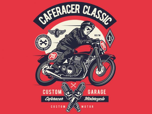 Caferacer rider classic vector t shirt design artwork